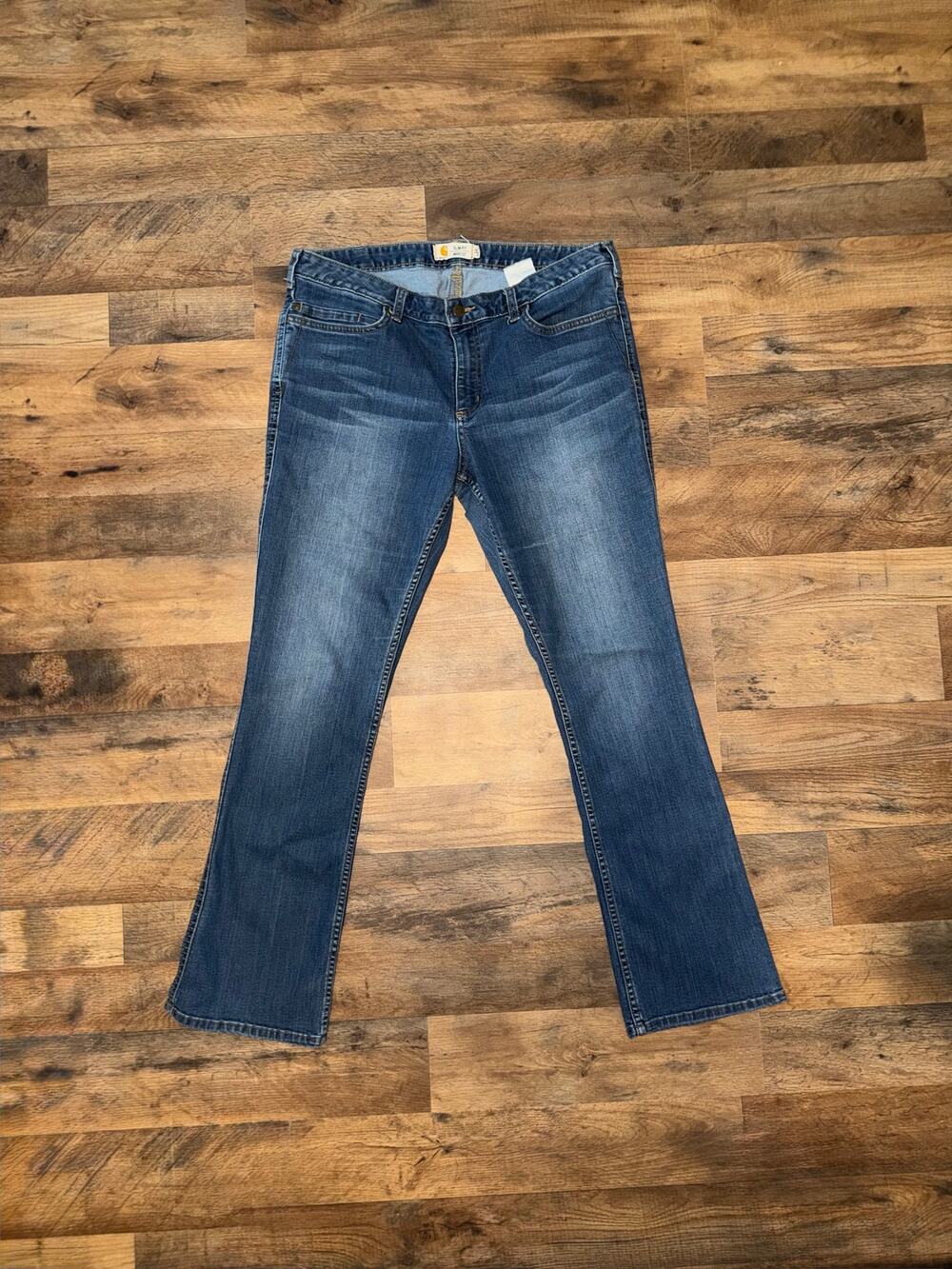 Carhartt women’s slim fit boot cut blue jeans
